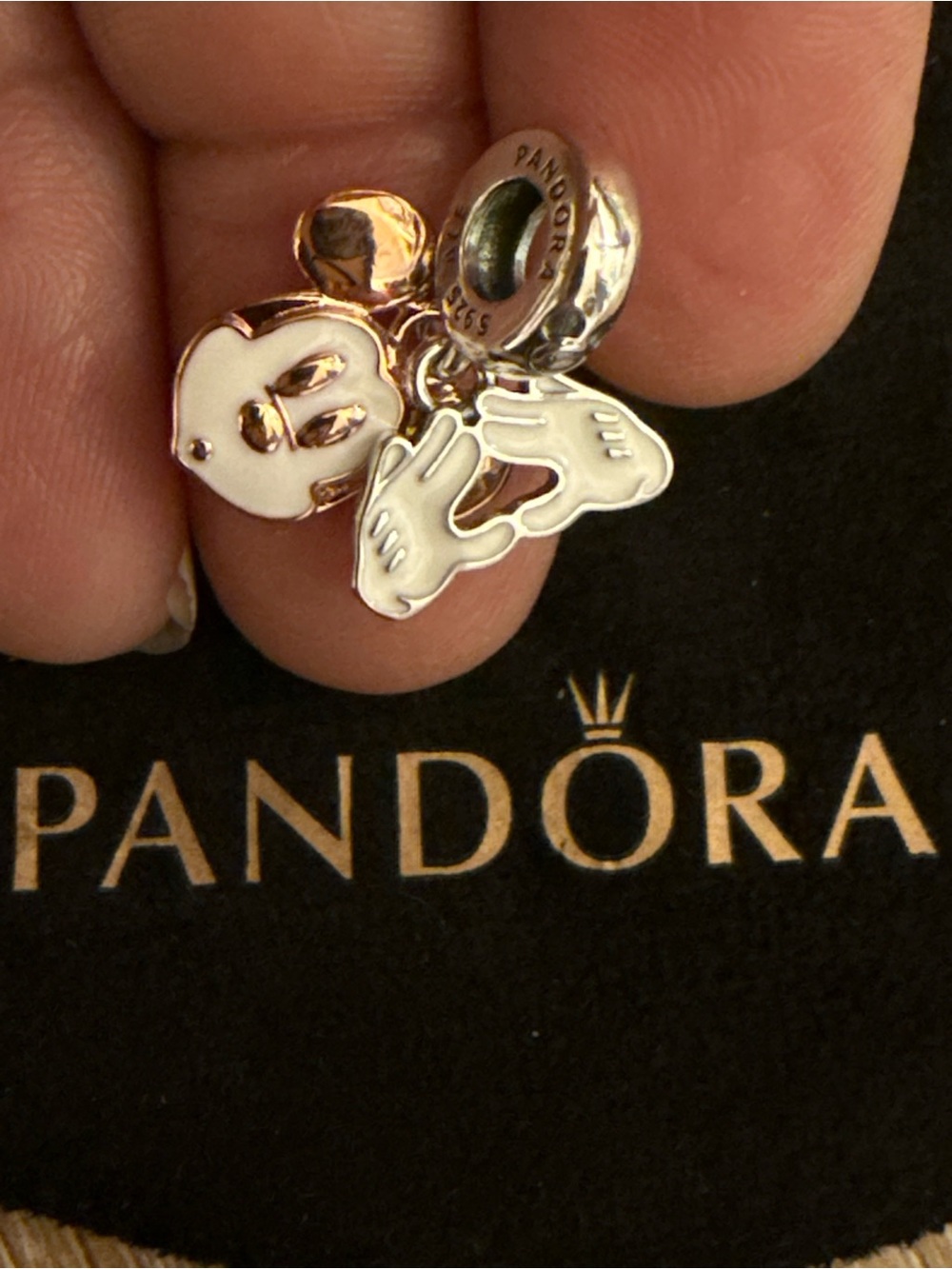Pandora Mickey Hands & Face Dangle Charm in Sterling Silver